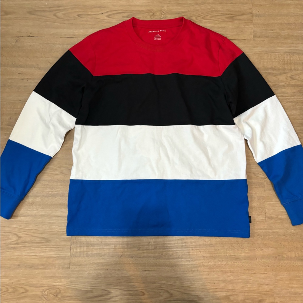 Colorblock Sweater - Red, Black, White, Blue